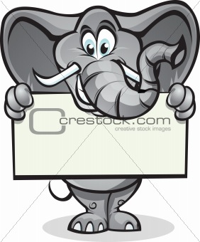 Elephant holding sign