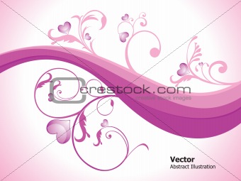 abstract love floral with glossy hearts