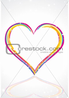 abstract colorful heart with stars