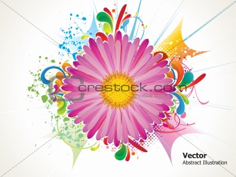 abstract colorful detailed flower with grunge
