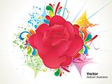 abstract colorful detailed rose with grunge