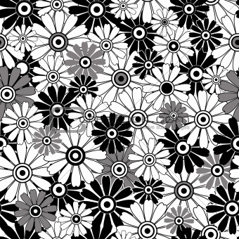 White-black  repeating floral pattern