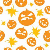 Seamless halloween background with scary pumpkins