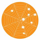 Orange halloween background with web