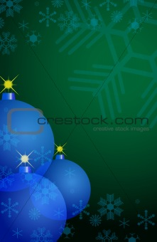 Christmas balls on the background of snowflakes