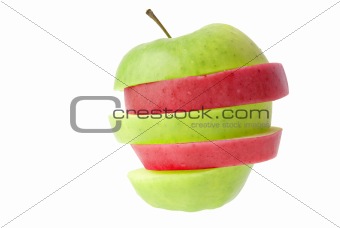 Red and green sliced apple