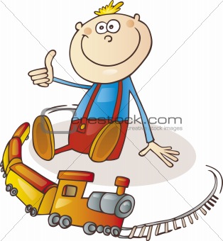 Boy with train set