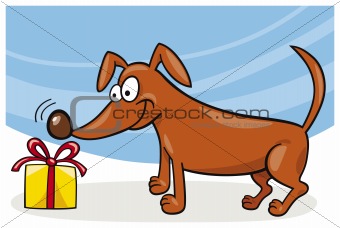 Dog and christmas gift