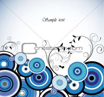 Romantic Blue ring. Floral background. Vector