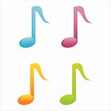 set of 4 musical note icons