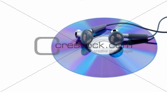 Ear-phones on cd isolated on white.