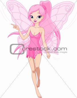 Cute pink  fairy pointing