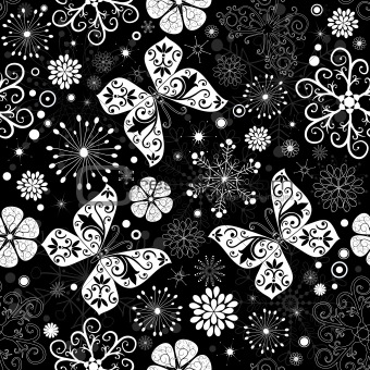 Seamless black-white christmas graphic pattern