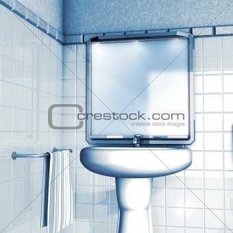 Bathroom mirror and sink
