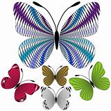 Set abstract mosaic butterflies