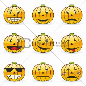 illustration of pumpkin emoticons