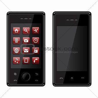 Isolated image of a cellular phones. Vector illustration.