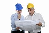 engineer architect two expertise team plan hardhat