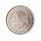 Argentinian coin with face of Evita.