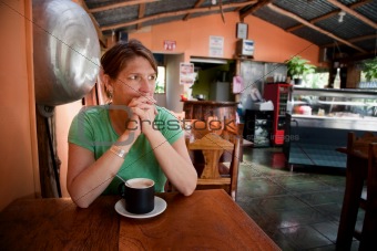 Woman in a Costa Rican cafe