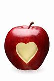 red apple with heart