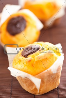  homemade muffin filled with chocolate