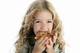 beautiful  little girl eating pizza