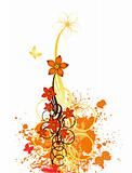 Abstract autumn floral design background. Vector
