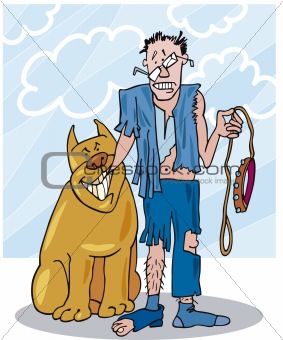 Bad dog and his battered owner