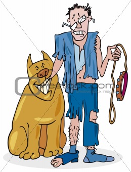 Bad dog and his battered owner