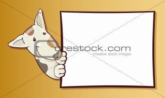 Bull terrier dog and card