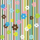 Background with multicolored stripes and flowers