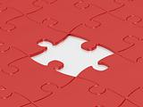 red jigsaw puzzle pieces