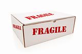 White Box with the Word Fragile on the Sides Isolated on a White Background.