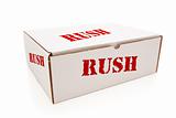 White Box with the Word Rush on the Sides Isolated on a White Background.