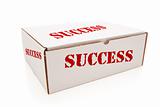 White Box with the Word Success on the Sides Isolated on a White Background.