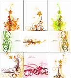 Set abstract  image with flowers. Vector