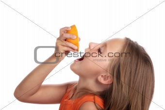 Girl drink juice orange