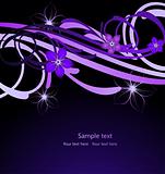 Illustration violet floral card. Vector
