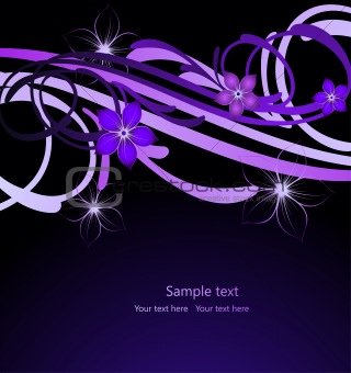 Illustration violet floral card. Vector