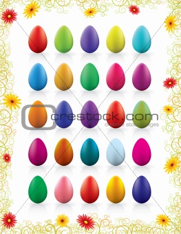 twenty-five colorful vector eggs