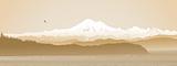 Mount Baker, Washington State panoramic in sepia