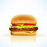 delicious realistic vector cheeseburger