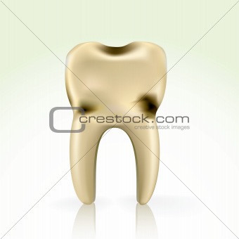 unhealthy, yellow cavity tooth