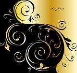 Black and gold floral background. Vector