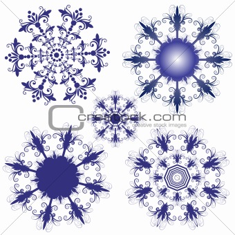 Set violet snowflakes