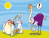 Easter bunny and Ostrich