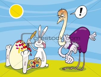 Easter bunny and Ostrich