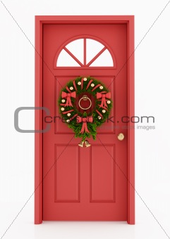 entrance door with christmas wreath