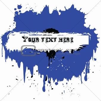 Blue and white abstract grunge paint splat background